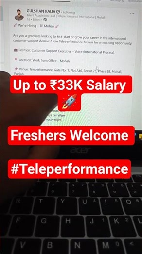 teleperformance job | #shortsvideo #youtubeshorts #shortsviral #yourubeindia #hiring #viralvideos