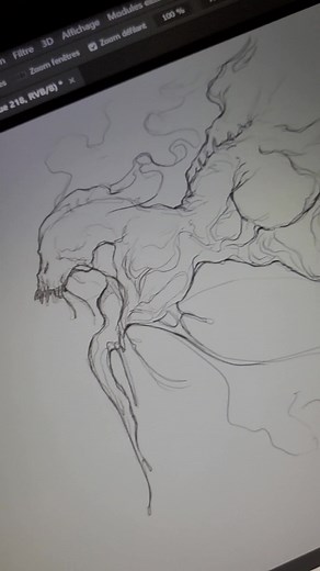 Creepy Dragon Concept Art Drawing