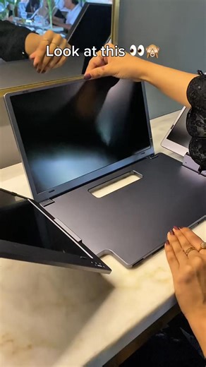 Look at this ahh work from anywhere setup 🙈 #tech #techgadgets #newtech #monitor #wfh #coolfinds #coolgadgets #tech #amazonfinds | Aura-Displays.com