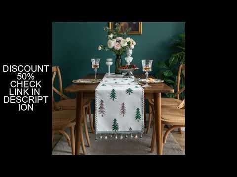 Christmas Tree Table Runner, Winter Holiday Christmas Elk, Dining Cloth Placemat New Year Home Kitch