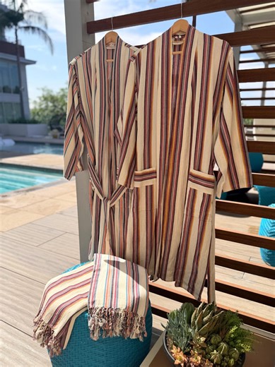Premium Turkish Cotton Robe & Towel Set — Pool and Beach Ready