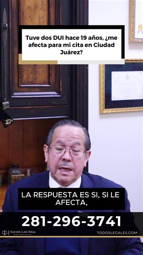 Tuve dos DUI hace 19 años, ¿me afecta para mi cita en Ciudad Juárez? Llámenos hoy al (281-296-3741) para agendar una consulta con nuestros abogados profesionales. Xavier Law Firm tiene oficinas en Houston, TX y Bellflower, CA. TX- 25775 Oak Ridge Dr #120, Spring, TX 77380 CA-10054 Alondra Blvd Ste 102, Bellflower, CA 90706 #abogados #inmigracion #abogadoshouston #tiktok #NoticiasMigratorias #liveattorney #inmigrantes #localtiktok #viralchallenge #HoustonArea #MustWatch #abogadodeinmigracion #tik