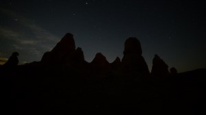 Moonrise over at Trona Pinnacles - Free Stock Video