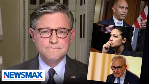 'SO WRONG ON EVERYTHING': House Speaker Mike Johnson joins Rob Finnerty to weigh in on Republicans' largest and loudest opponents amid the government shutdown clash, including Reps. AOC and Hakeem Jeffries, and Sen. Chuck Schumer. | NEWSMAX