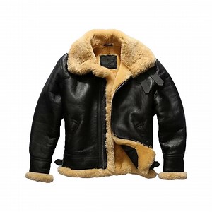 Men's Shearling Aviator Jacket: Black Sheepskin Leather Biker Bomber - Etsy