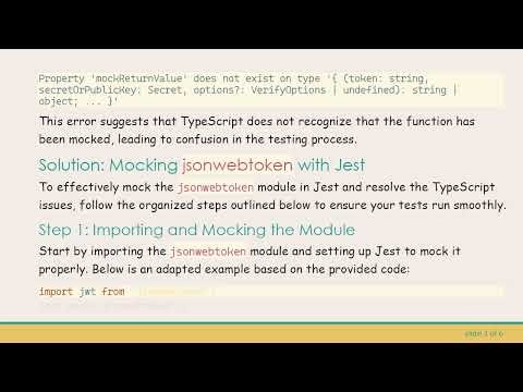 Mastering jsonwebtoken Mocking in Jest