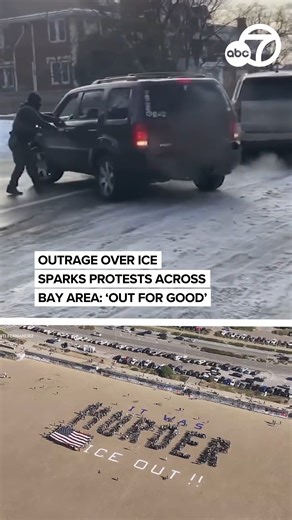 Protesters spelled out "It Was Murder" on Ocean Beach over the weekend as hundreds in San Francisco joined a massive wave of nationwide "ICE out for good" protests. Demonstrators from the Bay Area to Boston are demanding justice for Renée Nicole Good, the 37-year-old mother killed by an ICE agent in Minneapolis on Wednesday. The movement is growing as communities call for the removal of federal agents from their streets. For the full story: https://abc7news.com/18388791/ | ABC7 News
