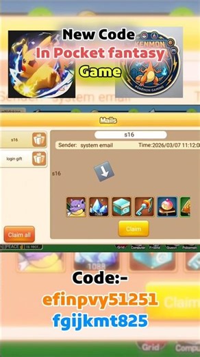 New Code In Pocket fantasy game 😲 || new server launch 16 #pocketfantasy #pokemon #newcodes