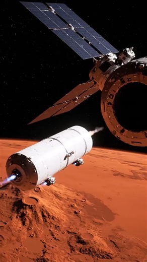 Container docking with module above Mars! #NASA #space #spaceexploration #SpaceTech #innovation #Space #starship #raptor #technology #research #development #SpaceX #fblifestyle | Space Xplore