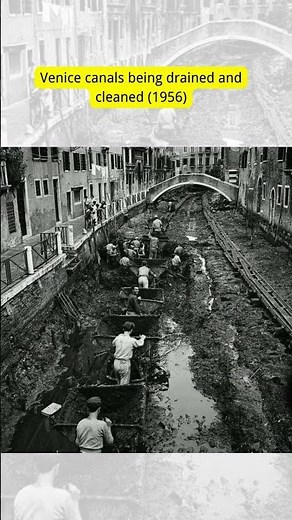 Venice canals being drained and cleaned 1956