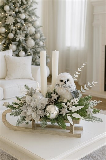 Weihnachtsarrangement auf Holzschlitten | Winterliches Tischgesteck mit - Etsy.de