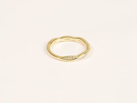 14k Solid Gold Twisted Vine Moissanite Wedding Band / Gold Wedding Ring With Simulated Diamond / Petite Twist Ring / Sustainable Jewelry - Etsy