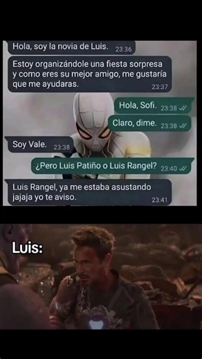 Tienes mi respeto Stark — diálogo y humor de Luis (Marvel)