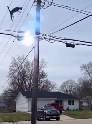 Cat gets zapped 😂 #cat #powerline #fyp #funny | cat