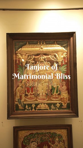 Andal’s divine devotion is beautifully captured in this Embossed Tanjore Painting with Rangamannar Swami. Encased in a vintage Teakwood frame, a timeless ode to celestial love and marital bliss. . . Specification: NATURAL COLORS WITH GOLD WORK Item Code: LDC069 Dimensions: HEIGHT- 33.50 inches WIDTH- 27.5 inches DEPTH- 5 inches . . 🏬 Exotic India Home Decor Store: 71, 22, Kirti Nagar Main Rd, Delhi 110015 . . 📞 9311908212 #tanjore #painting #gold #work #craft #tanjoreart #statues #exoticindiaa