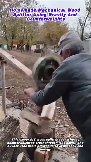 Homemade Mechanical Wood Splitter Using Gravity And Counterweights