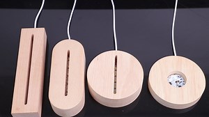 Factory Directly Led Illusion Acrylic Round Oval Custom Wood Base Light LED Base for Acrylic 3D Night Light Wood Lamp Base