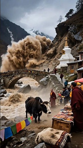 🌪️⛰️ INCREDIBLE Footage: Himalayan Village Destroyed by Mudslide! 💥🌊#Mudslide