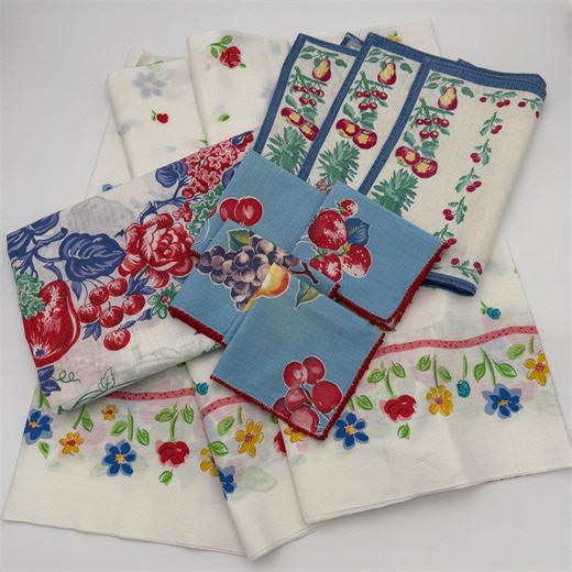 Vintage Cherry Kitchen Linen Bundle - Etsy