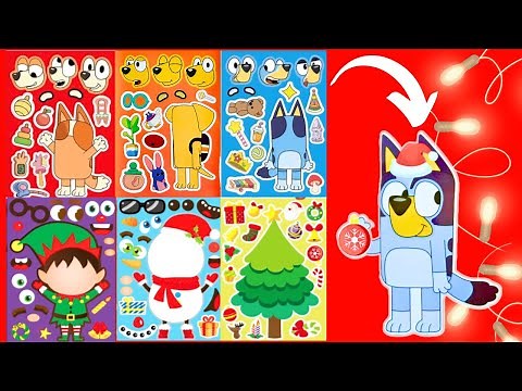 BLUEY Holiday Stickers! DIY Make a Face Stickers Activity with Bluey, Bingo, Lucky