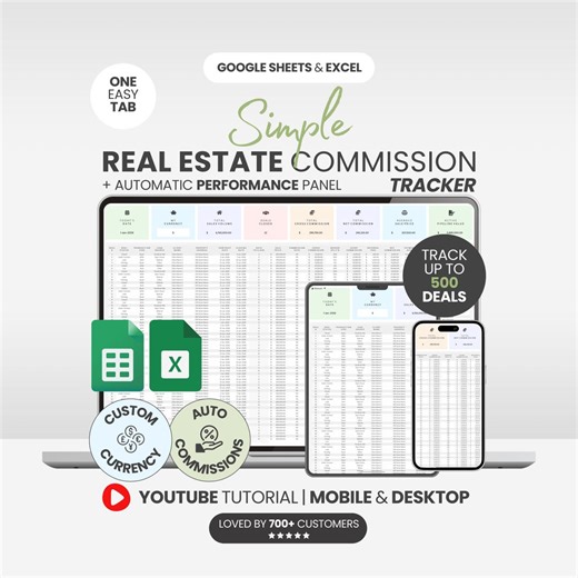 Real Estate Commission Tracker Spreadsheet Realtor Deal Tracking Template Google Sheets Excel Agent Income Sales Pipeline Tool - Etsy
