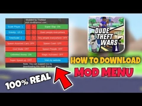 BIGGEST MOD MENU IN DUDE THEFT WARS😱