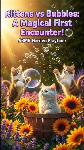 Kittens See Bubbles for the First Time 🫧🐱 ASMR Garden Wonder