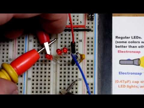 LEDs can charge a small capacitor demonstration by Electronzap