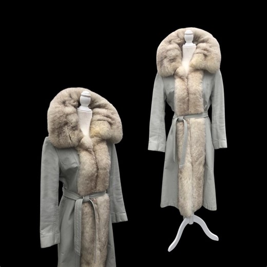 Vintage 60’s 70’s Blue Gray Leather and Shearling Tuxedo Coat - Etsy
