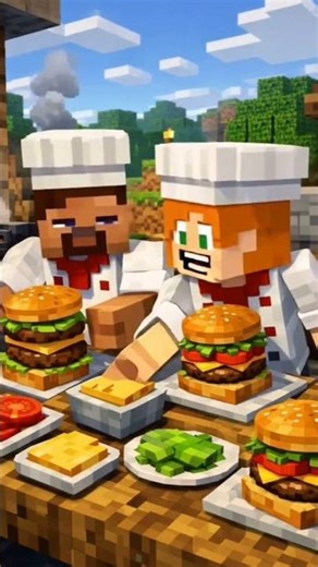 Steve & Alex Become Chefs 🍔🔥 | Minecraft Cooking Adventure