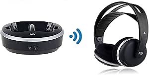 Wireless Universal TV Headphones, Monodeal Over-Ear Stereo RF Headphones With Charging Dock, LOW LATENCY Volume Adjustable For Gaming TV PC MOBILE, 25hr Battery Sound -1 Year Warranty