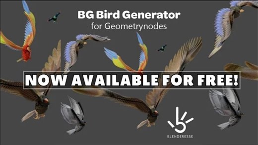 blender程序化鸟类生成资产预设-Bird Generator v2.0 Geometry Nodes