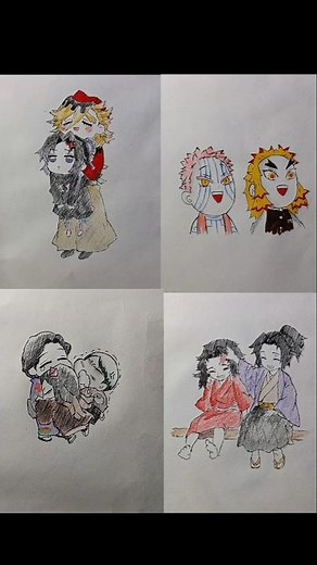 Drawing shinobu vs doma rengoku akaza differentlevel #描き方 #鬼滅の刃#胡蝶しのぶ #童磨#イラスト#お絵描き #描いてみた#メイキング