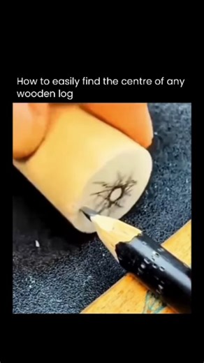 Daily facts & Knowledge on Instagram: "In this clever woodworking demonstration, a simple pencil and a fixed reference point are used to mark repeated arcs from the edge of a wooden log, with the intersecting lines gradually revealing the exact center like a natural bullseye. What looks almost too basic to work turns out to be surprisingly precise, showing how geometry and consistency can replace complex tools entirely. It’s a reminder that many smart solutions aren’t about having advanced equip