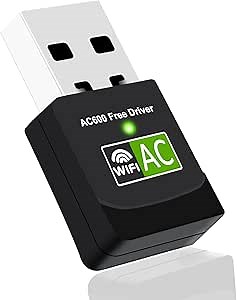 USB WiFi Adapter, 600Mbps Mini Wireless WiFi Network Adapters for Desktop Computer/Notebook PC, Dual Band 5G+2.4G WiFi Dongle Laptop External Network Card for Windows 11/10/8/XP etc, No Need CD Drive