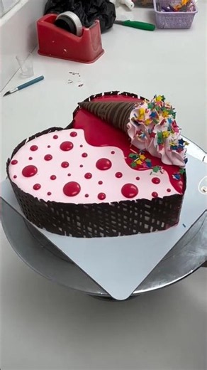 Beautiful strawberry heart cake decorating ideas #birthdaycake #viral #trending #shortsfeed #video