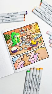 Lucas Medeiros | Cores do Lucas ® on Instagram: "Noite de montar quebra-cabeça 🧩 Livro COMFY DAYS Marcadores COPIC SKETCH Acrílica COPIC ACREA Lápis SUPER SOFT Link de todos os materiais no meu perfil 📲"