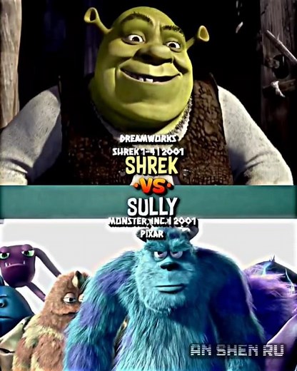 shrek#vs sully |#shrek #dreamworks #pixar #monsterinc
