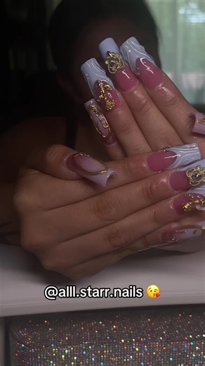 Cinderella nails 🩵💛 #fyp #gelxnails #919nailtech #bookwme