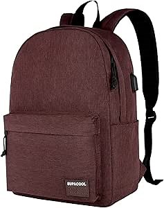 SUPACOOL Casual Laptop Backpack for Men and Women, Backpack for College, USB Charging Port, Lightweight Pack Back(Coffee)