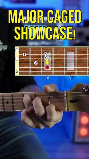 Learn ALL C Major Shapes in Seconds (CAGED) // BLUES GUITAR TRICK 50 #shorts