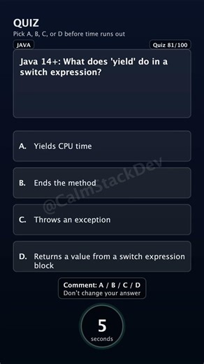 Quiz-181 | 'yield' in switch expression does what? | #shorts #java #quiz