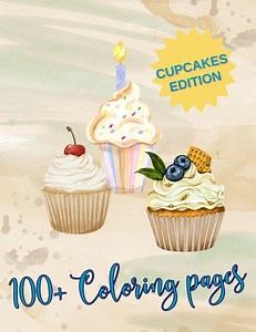 Cupcakes Coloring Pages | Fun Printable Activity Sheets for Kids & Adults | Cute Dessert and Sweets Coloring Book - Etsy