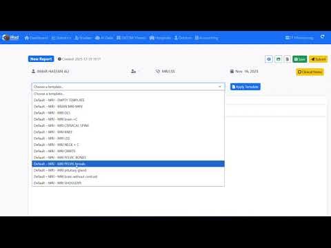 How to apply templates to the report in iRad PACS/RIS