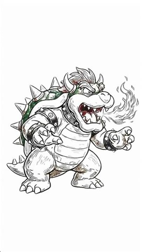 Drawing BOWSER from Super Mario! 🐢🔥 | Speedpaint Fan Art #shorts