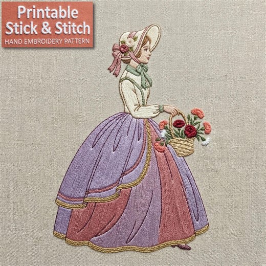Victorian Lady Hand Embroidery Pattern, Vintage Style Woman Portrait (digital Download) - Etsy