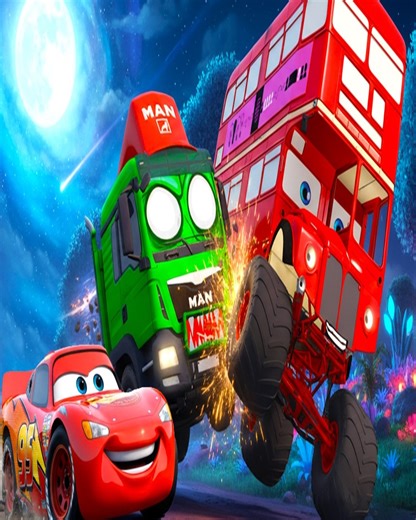 Lightning McQueen and Double Decker Bus vs Crazy MAN Truck | BeamNG.drive #LightningMcQueen #DoubleDeckerBus #MANTruck #BeamNGDrive #CarVsTruck | Zeenat naija