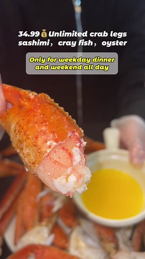 34.99💰 LA seafood buffet‼️ - For adult： $ 20.99/pp Mon-Fri lunch（Crab legs, sashimi, oysters and other seafood are not available） $ 31.99/pp Mon-Thur dinner $ 34.99/pp Fri dinner and weekend all day - For kids： Free under 3 years old Ages 3-10: Lunch 💲1.9✖️ ages; Dinner 💲2.9✖️ age; Friday evenings and weekends all day 💲3.2✖️ age - Senior discount (65 years and above): Monday to Tuesday 20%Off, Wednesday to Sunday 10\u000ff. - 📍300 Harvey Drive，Glendale，CA91206 ☎️818-553-1688 - #ayce#crableg