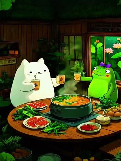 Animated fog and bunny friendship 🐇🐸 #anime #aestheic #fypシ