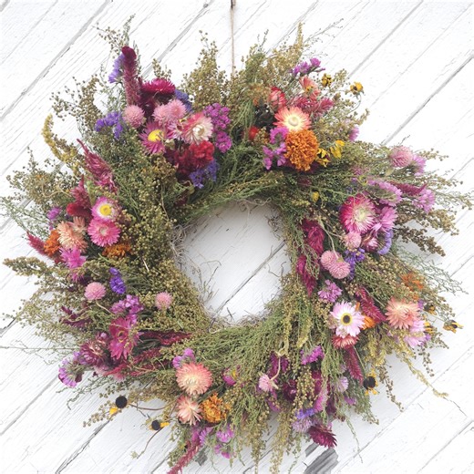 Spring Dried Floral Wreath, Real Dried Flowers (12-2690) - Etsy